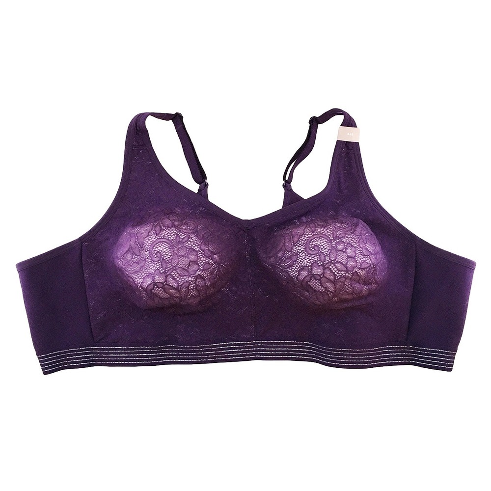 NWT • CACIQUE‎ Unlined Full Coverage No-wire Lace Bra • 54B • purple,  silver